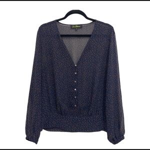 Sam Edelman 'Girl's Club' Sheer Navy Puff Sleeve Blouse